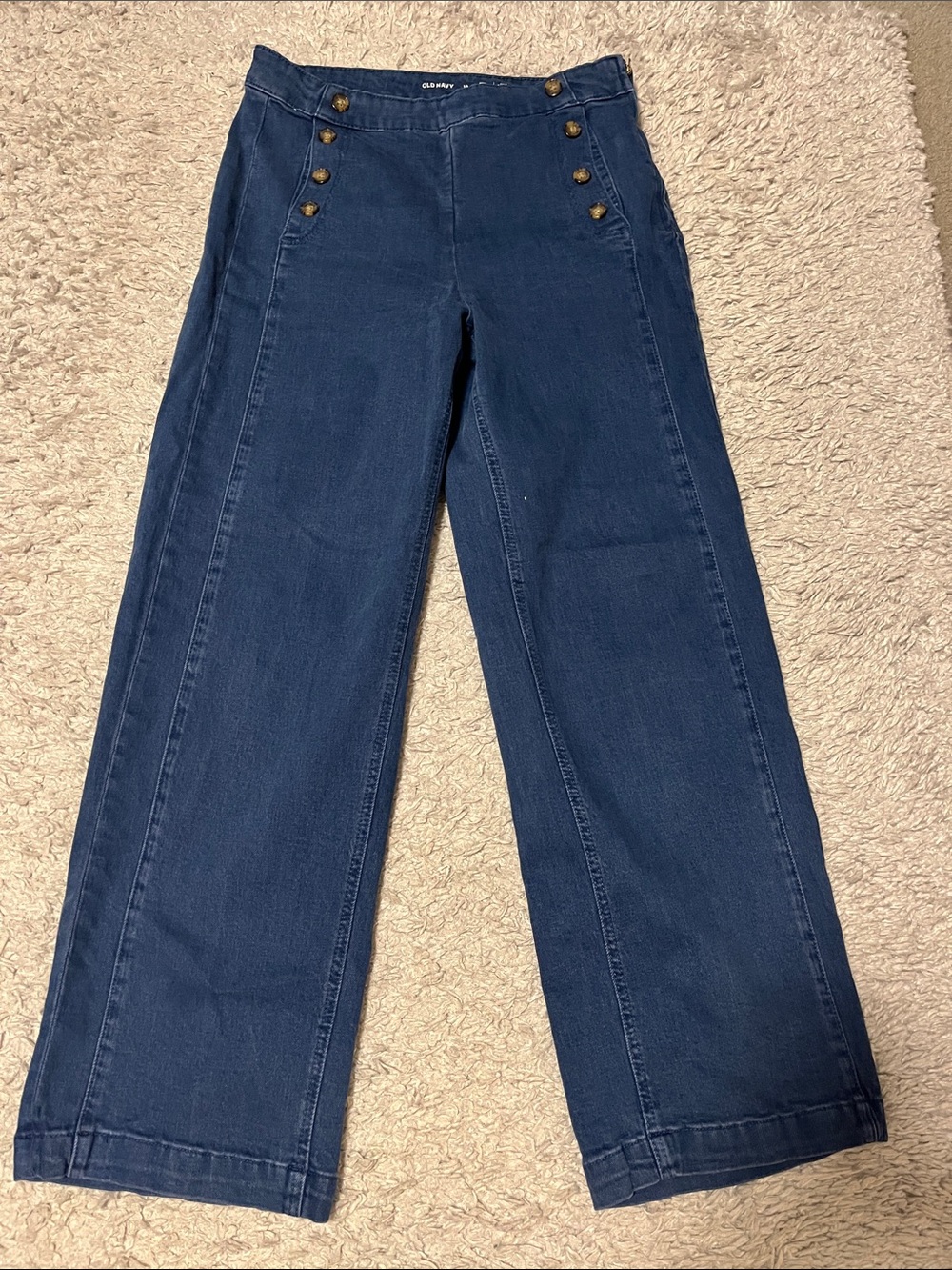 Old Navy Dark Blue Wide-Leg Sailor Jeans with Button Detail